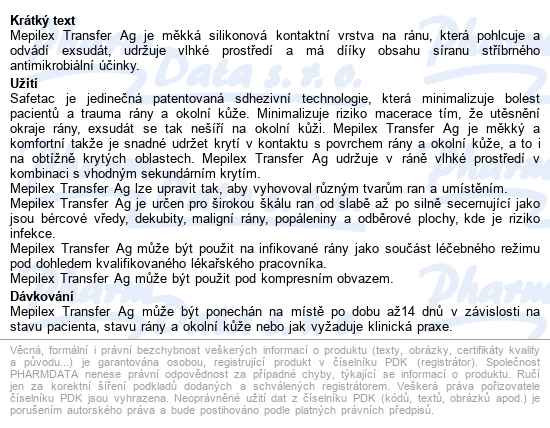 Mepilex Transfer Ag 7,5x8,5 cm, 10 ks, antimikrobiální pěnové krytí se - popis