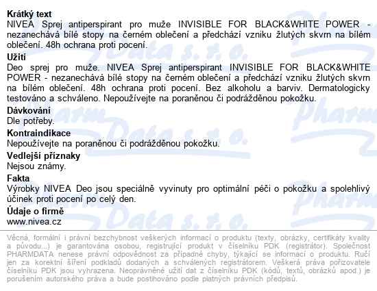 Nivea Men Black&white Invisible Ap Sprej150ml82241 - popis
