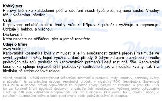 Karlovarský Krém Výživný 35g - popis