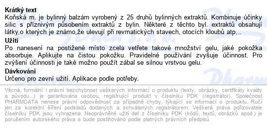 Herbamedicus Koňská Mast S Konopím Hřejivá 250ml - popis