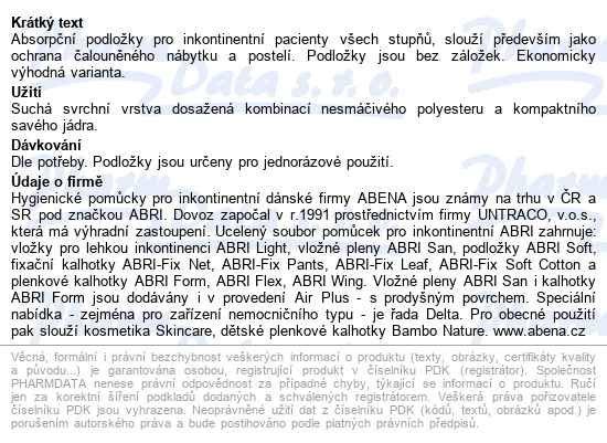 Inkont.podl.abri Soft Eco 60x60cm 60ks - popis