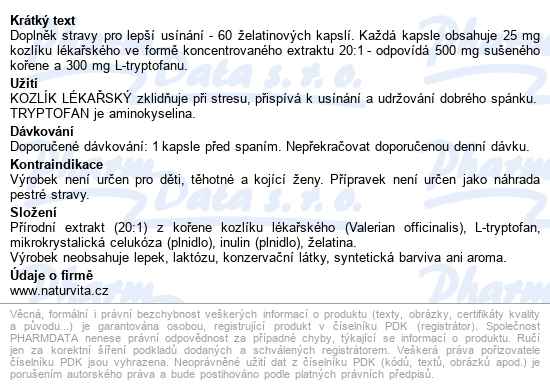 Naturvita Tryptosen Cps.60 - popis