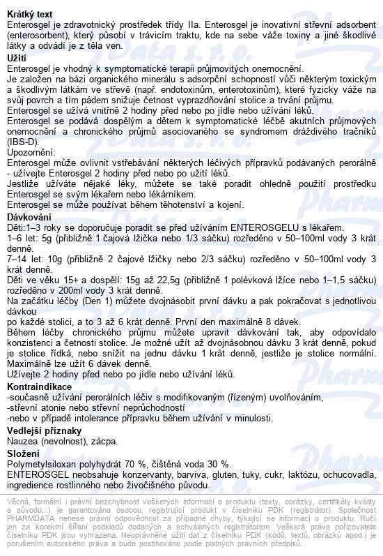 Enterosgel 10x15g - popis