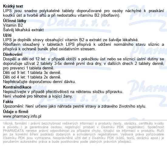 Lips Tablety Koutky A Afty Tbl.30 - popis