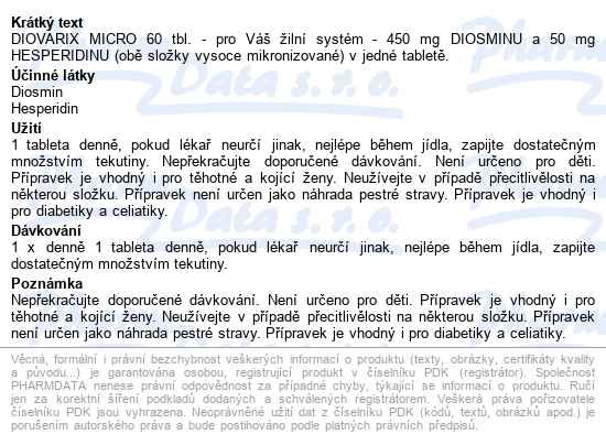 Diovarix Micro Tbl.60 - popis