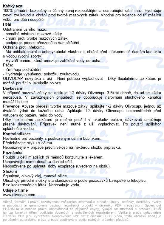 Olivocap Ušní Sprej 15ml - popis
