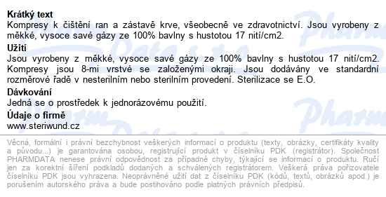 Gáza Hydr.kompr.ster.7.5x7.5cm/5ks Steriwund - popis