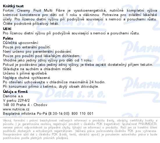 Fortini Creamy Fruit Multi Fibre Letní Ovoce perorální roztok 4x100g - popis