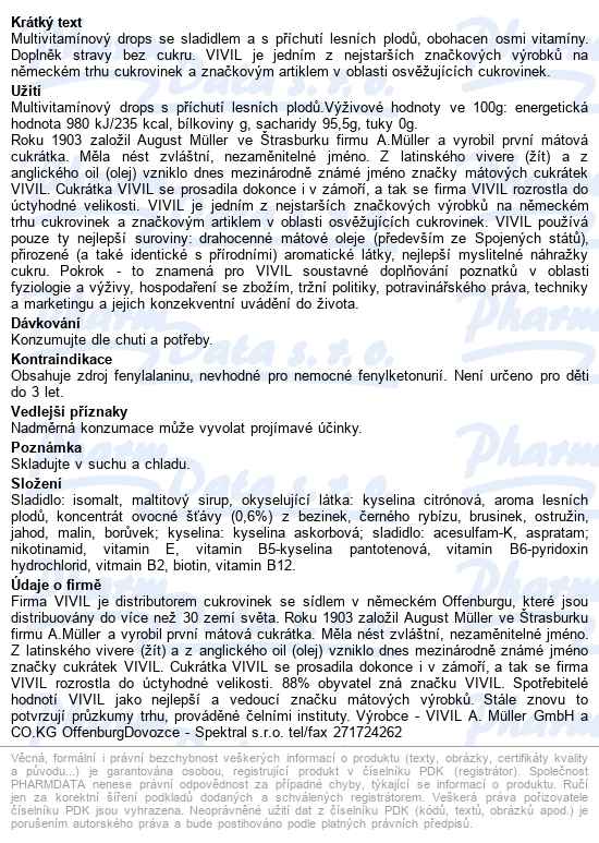 Vivil Multivitamín Lesní Plody 8 Vit.bez Cukru 60g - popis