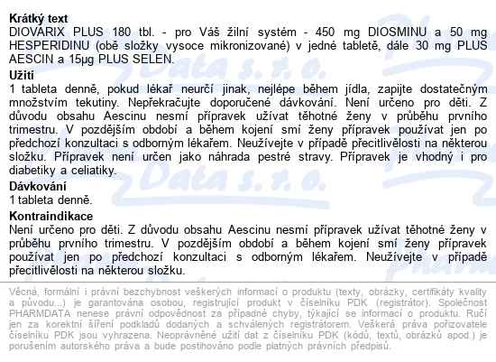 Diovarix Plus Tbl.180 - popis