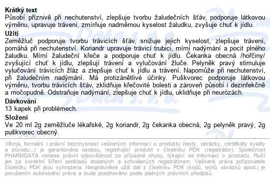 Fytos Kapky Při Nechutenství 20 Ml - popis