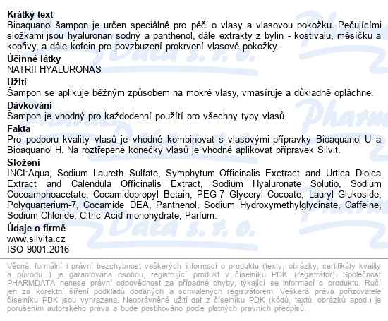 Bioaquanol Vlasový šampon 250ml - popis