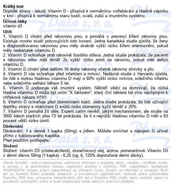 Solgar Vitamin D3 2500 Iu 59ml - popis