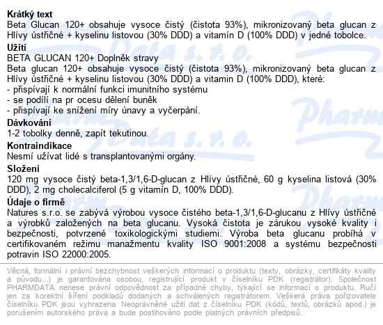 Beta Glucan 120+ Tobolek 30 - popis