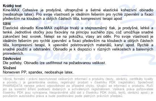 Kine-max Cohesive Elast.samofix. 5cmx4.5m Tělové - popis