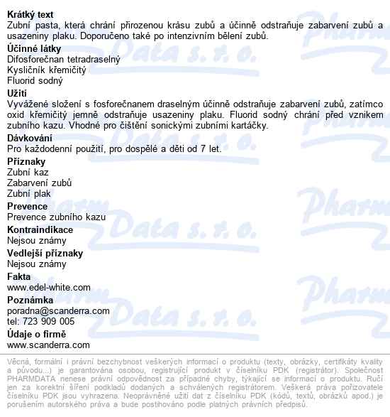 Edel+white Whitening Anti-plague Zubní Pasta 75ml - popis