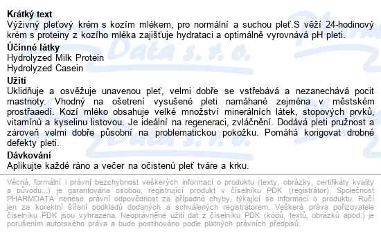 Vivapharm Kozí Krém Výživný Pleťový 30+ 50ml - popis