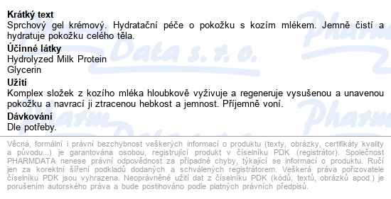 Vivapharm Kozí Sprchový Gel Krémový 400ml - popis