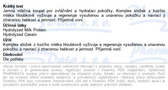 Vivapharm Kozí Mléčná Koupel 400ml - popis