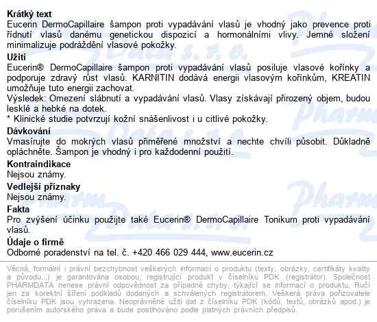 Eucerin Dermocapil.šampon Vypadávání Vlasů 250ml - popis