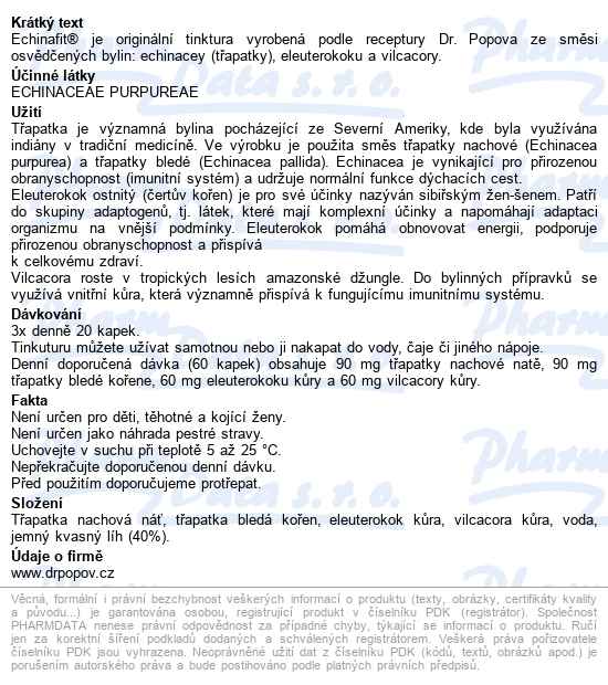 Dr.popov Kapky Bylinné Echinafit Imunita 50ml - popis