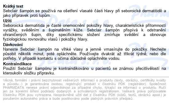 Sebclair šampón 100ml - popis