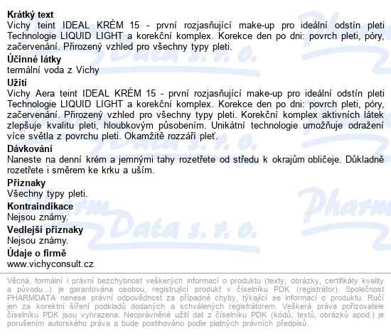 Vichy Teint Ideal Krém 15 30ml - popis