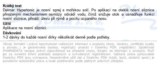 Delmar Hypertonic Nosní Sprej 50 Ml - popis