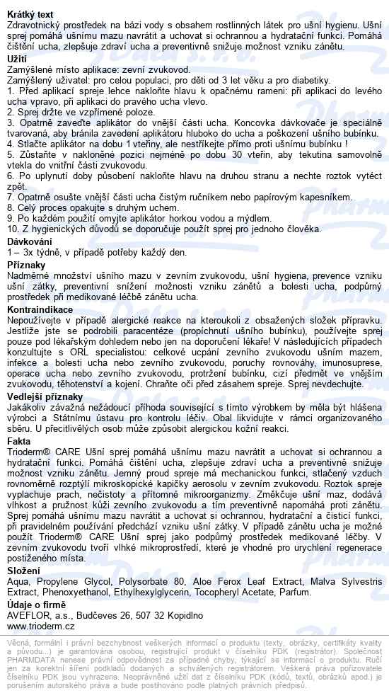 Trioderm Care Ušní Sprej 50ml - popis