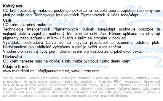 Lirene Cc Krém Magic Make Up 30ml - popis