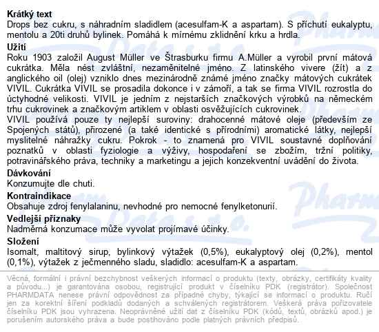 Vivil Eukalyptus-mentol+20 Druhů Bylin 60g - popis
