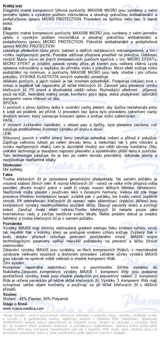 Maxis-kompresní Punčochy Micro Ii.kt lýtková punčocha - popis