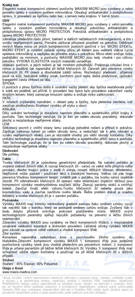 Maxis Kompresní Punčochy Micro Ii.kt stehenní punčocha s lemem - popis