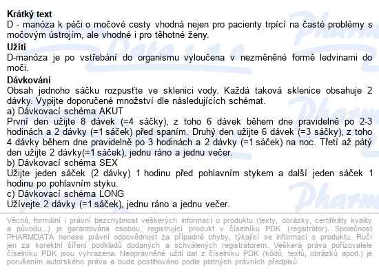Blokurima 2g D-manózy Sáčky 10x4g - popis
