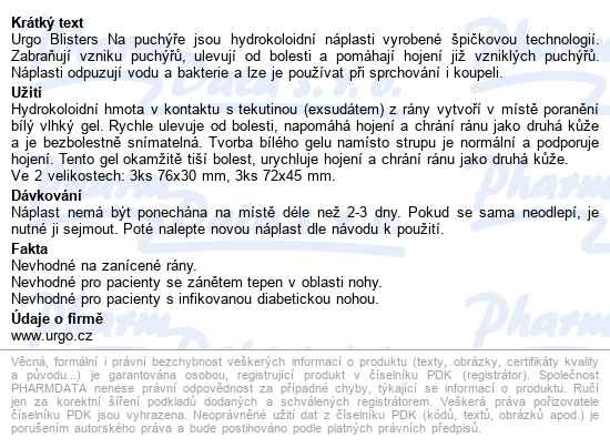 Urgo Blisters Na Puchýře Hydrokoloidní Náplast 6ks - popis