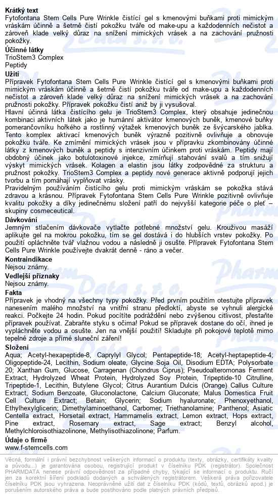 Fytofontana Stem Cells Pure Wrinkle 125ml - popis