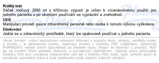 Sáček Urinální Na Odběr Moči 2000ml s křížovou výpustí,1ks - popis