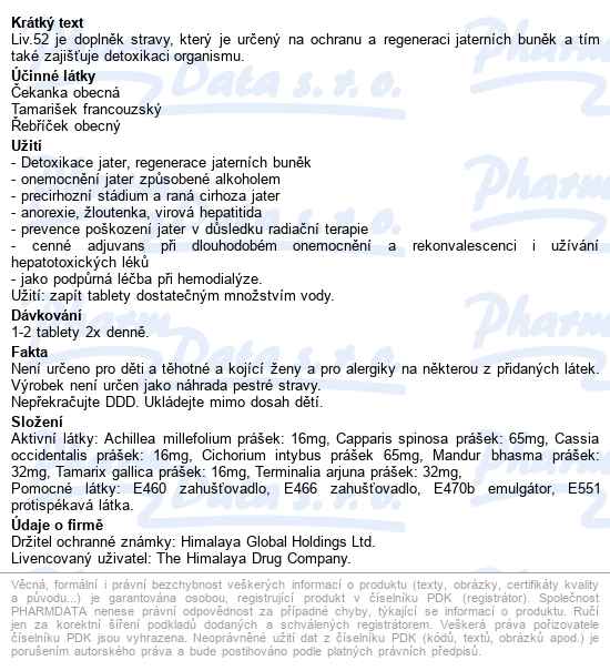 Himalaya Liv.52 Tbl.100 - popis