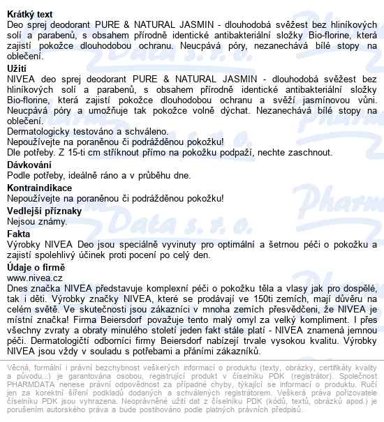 Nivea Fresh Pure Deo Sprej 150ml 81694 - popis