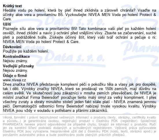 Nivea Men Protect&care Voda Po Holení 100ml 81362 - popis