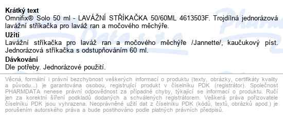Lavážní Stříkačka 50/60ml - popis