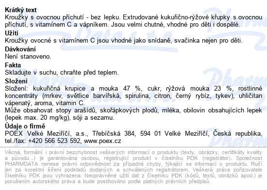 POEX Křupni si kroužky ovocné bez lepku 90 g - popis