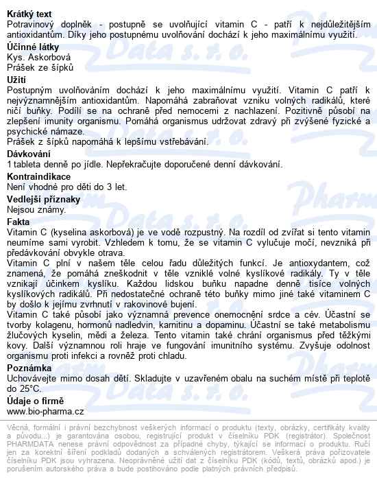 Vitamín C 500mg S šípky Prodl.účinek Tbl.90+30 - popis