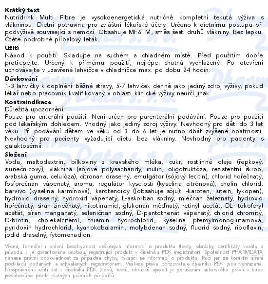 Nutridrink Multi Fibre S Příchutí Jahodovou perorální roztok 4x200ml - popis