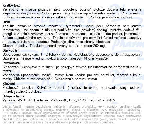 Green Idea Tribulus Bylinný Extrakt Tobolek 60 - popis