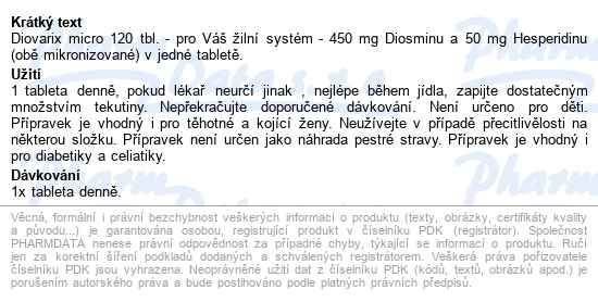 Diovarix Micro Tbl.120 - popis