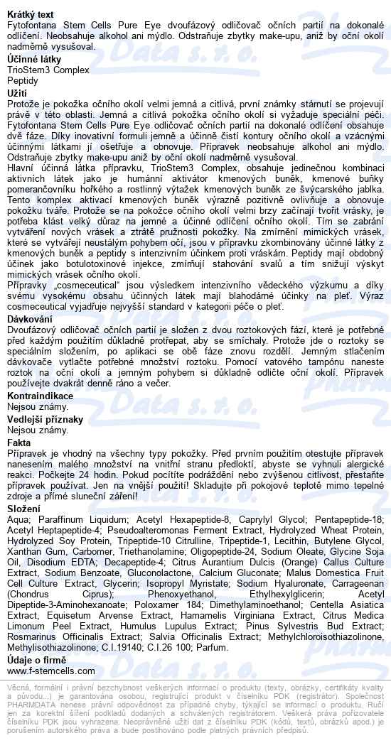 Fytofontana Stem Cells Pure Eye 125ml - popis