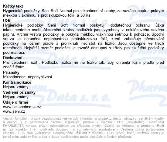 Seni Soft Normal podložky absorpční, 90x60cm, savost 1600ml, 30ks - popis
