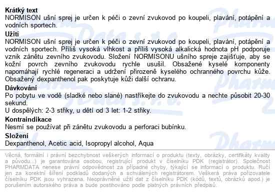 Normison Ušní Sprej 10ml - popis