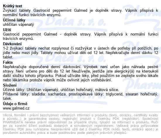 Gastrocid Tbl.24 Galmed - popis